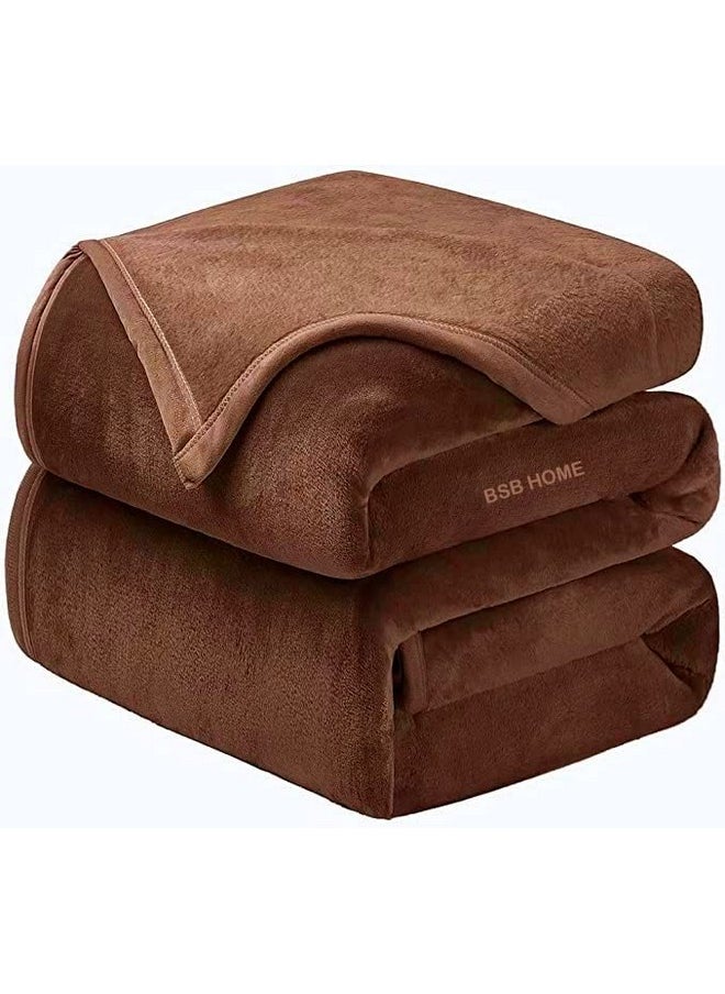 BSB HOME® Mink Blanket for Single Bed 1.4 kg Blanket | Ultrasoft & Lightweight Solid Blanket for Winter & Mild Winter Sofa, Couch - Single, 60x88 inches - 1.4 kg | Coffee