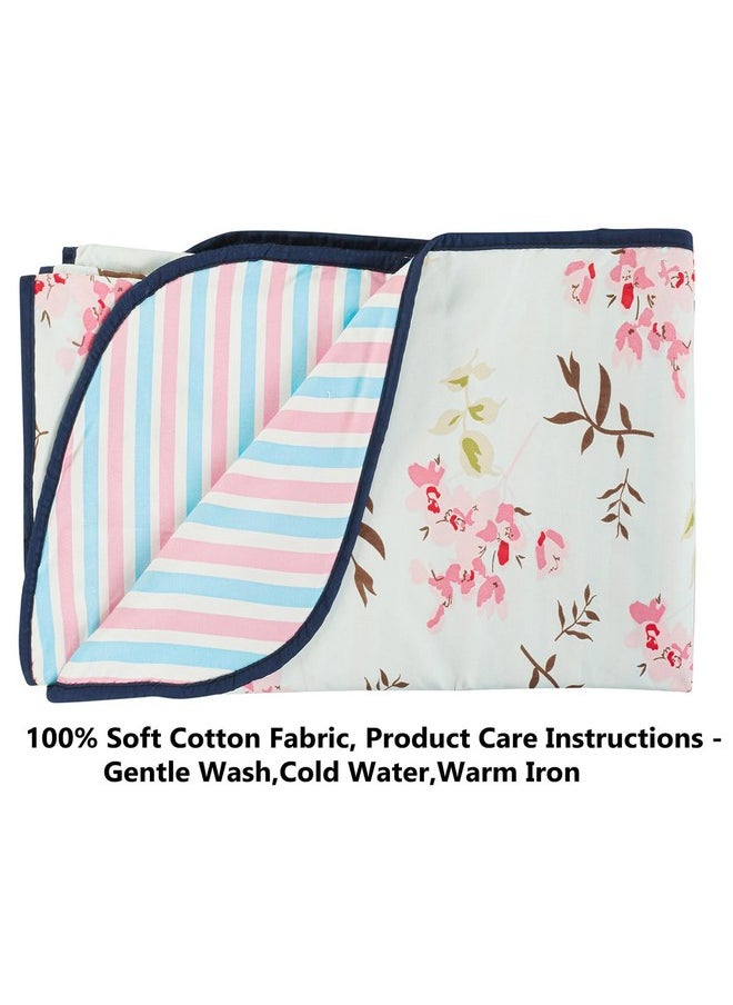BSB HOME Pure Cotton 120 GSM Reversible Soft Lightweight Printed Single Bed Blanket/AC Dohar/Skin Friendly Dohar-152 x 230 cm- Aqua & Pink