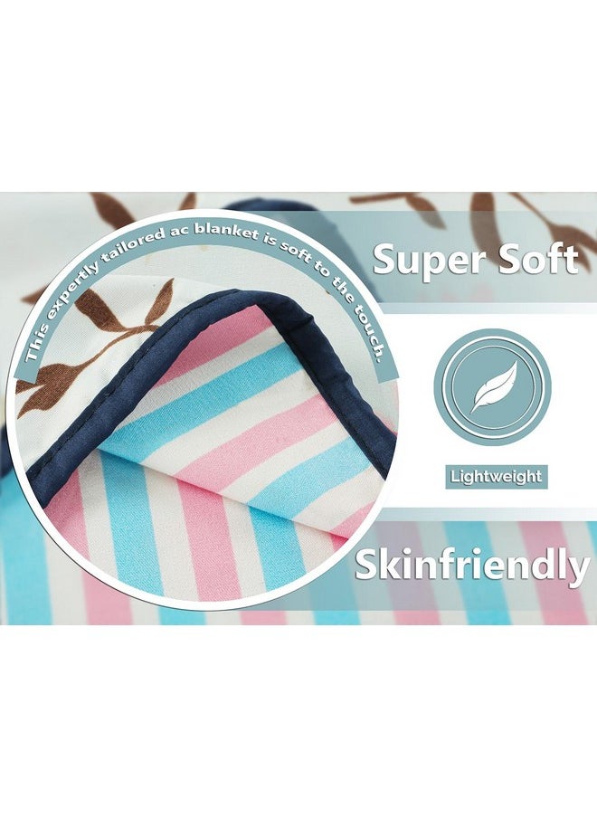 BSB HOME Pure Cotton 120 GSM Reversible Soft Lightweight Printed Single Bed Blanket/AC Dohar/Skin Friendly Dohar-152 x 230 cm- Aqua & Pink
