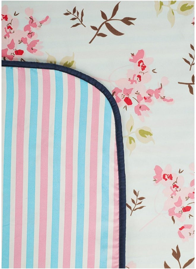 BSB HOME Pure Cotton 120 GSM Reversible Soft Lightweight Printed Single Bed Blanket/AC Dohar/Skin Friendly Dohar-152 x 230 cm- Aqua & Pink