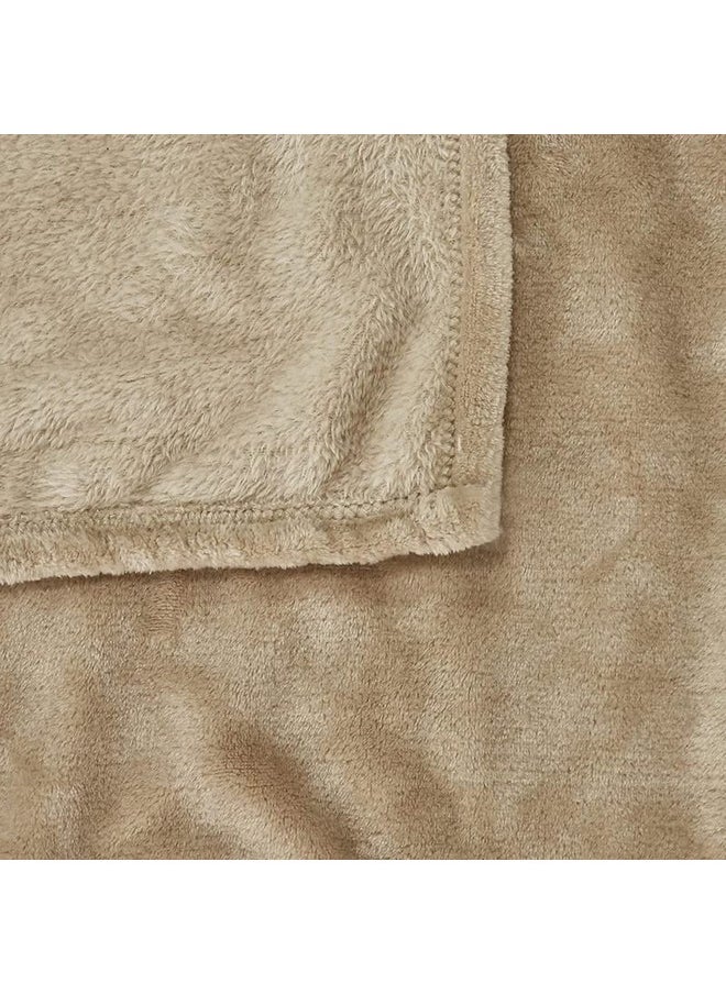 BSB HOME Polyester Premium Plush Single Blanket|300 GSM Lightweight Cozy Soft for Bed, Sofa, Couch, Travel&Camping|150X220 Cm Or 60X86 Inches|Beige,200 TC