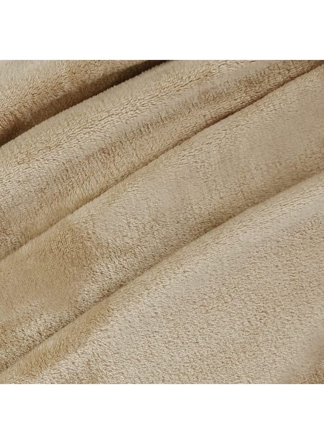 BSB HOME Polyester Premium Plush Single Blanket|300 GSM Lightweight Cozy Soft for Bed, Sofa, Couch, Travel&Camping|150X220 Cm Or 60X86 Inches|Beige,200 TC