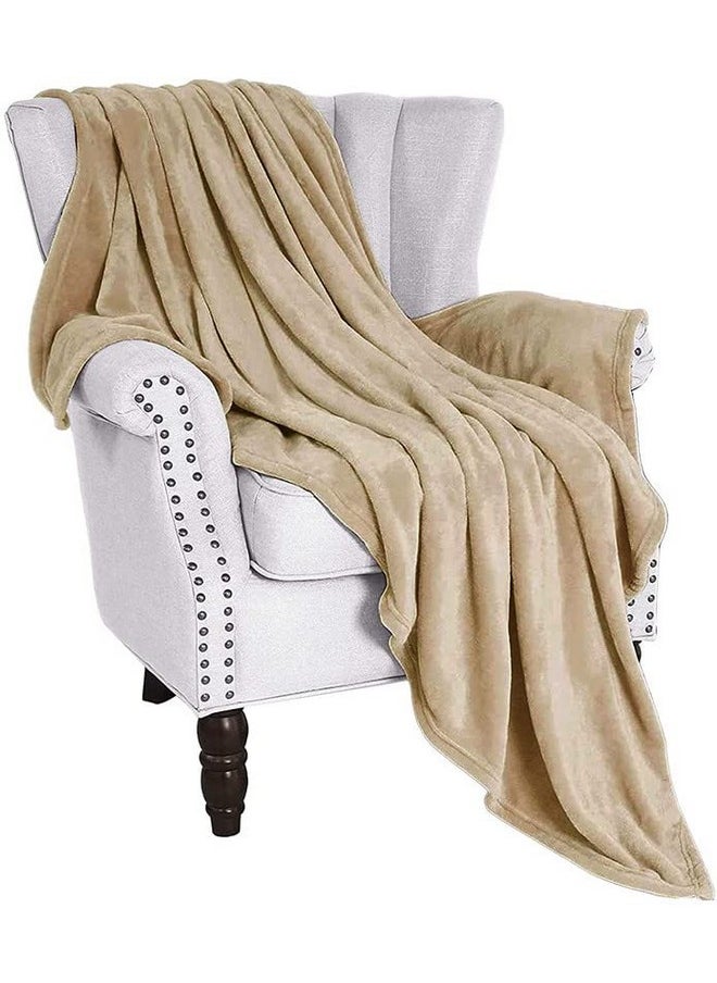 BSB HOME Polyester Premium Plush Single Blanket|300 GSM Lightweight Cozy Soft for Bed, Sofa, Couch, Travel&Camping|150X220 Cm Or 60X86 Inches|Beige,200 TC