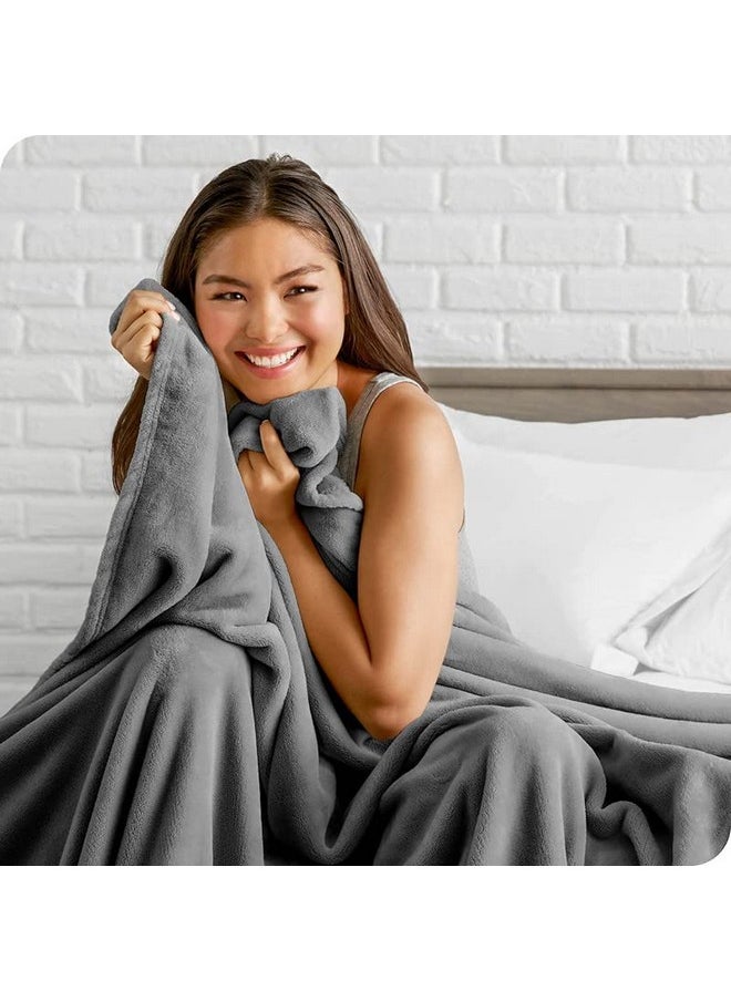 BSB HOME Polyester Premium Plush Single Blanket | 300 GSM Lightweight Cozy Soft for Bed, Sofa, Couch, Travel & Camping| 150X220 Cm Or 60X86 Inches | Grey, 200 Tc