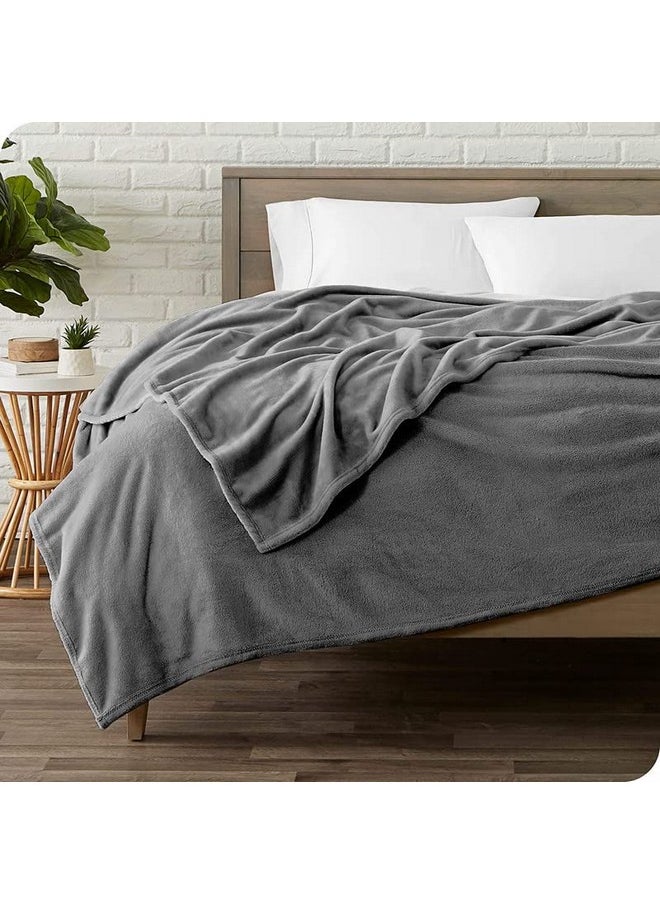 BSB HOME Polyester Premium Plush Single Blanket | 300 GSM Lightweight Cozy Soft for Bed, Sofa, Couch, Travel & Camping| 150X220 Cm Or 60X86 Inches | Grey, 200 Tc