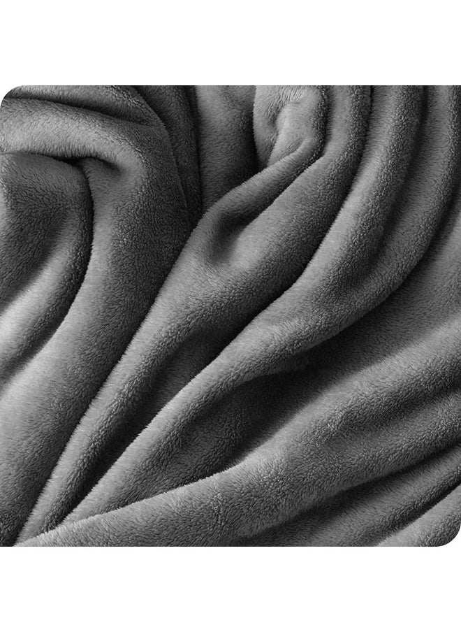 BSB HOME Polyester Premium Plush Single Blanket | 300 GSM Lightweight Cozy Soft for Bed, Sofa, Couch, Travel & Camping| 150X220 Cm Or 60X86 Inches | Grey, 200 Tc