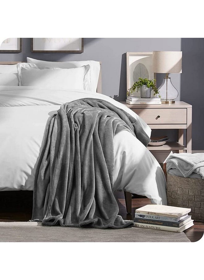 BSB HOME Polyester Premium Plush Single Blanket | 300 GSM Lightweight Cozy Soft for Bed, Sofa, Couch, Travel & Camping| 150X220 Cm Or 60X86 Inches | Grey, 200 Tc