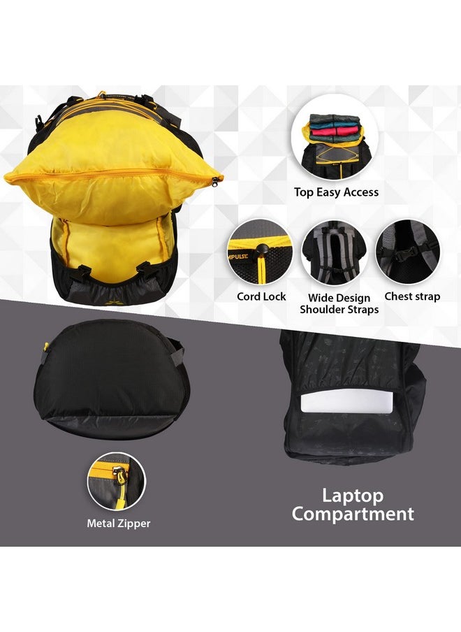 Impulse rucksack bags 75 litres for men, tourist bag for travel, backpack for hiking trekking camping, banyan black bag with 1 Year Warranty