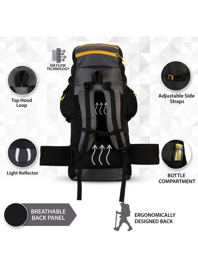 Impulse rucksack bags 75 litres for men, tourist bag for travel, backpack for hiking trekking camping, banyan black bag with 1 Year Warranty