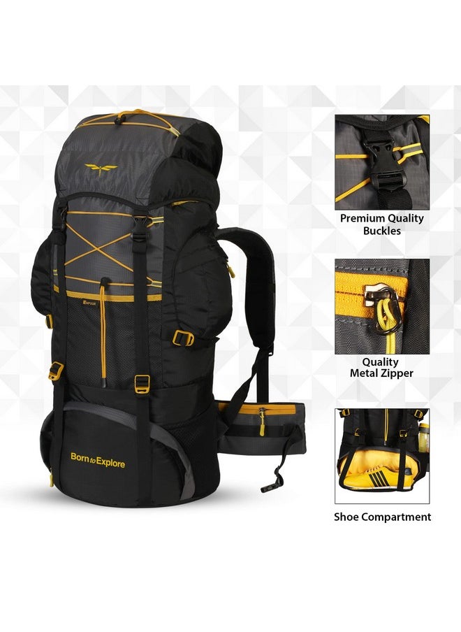 Impulse rucksack bags 75 litres for men, tourist bag for travel, backpack for hiking trekking camping, banyan black bag with 1 Year Warranty