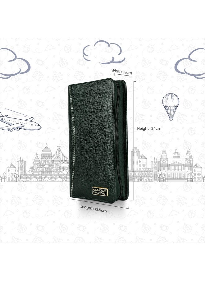 HAMMONDS FLYCATCHER Genuine Leather Passport Cover, Passport Holder for Men and Women - Travel Accessories Document Organizer, RFID Protected Passport Wallet with Card Slots for Trips - Green