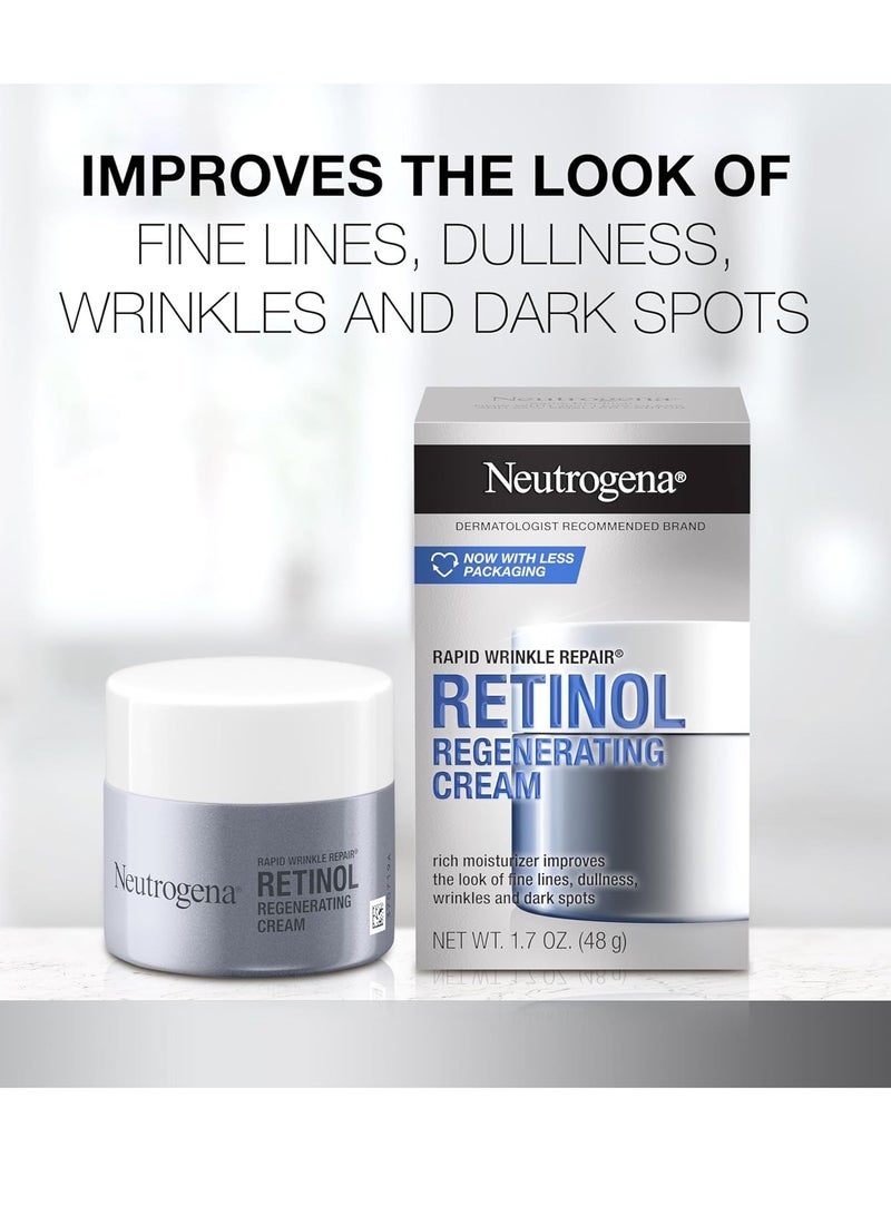 Rapid Wrinkle Repair Retinol Face Moisturizer, Daily Anti-Aging Face Cream with Retinol & Hyaluronic Acid to Fight Fine Lines, Wrinkles, & Dark Spots 1.7 ozounce