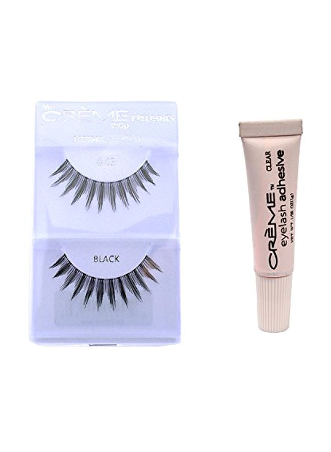 12-Pair Human Hair Flase Lashes With Adhesive Black