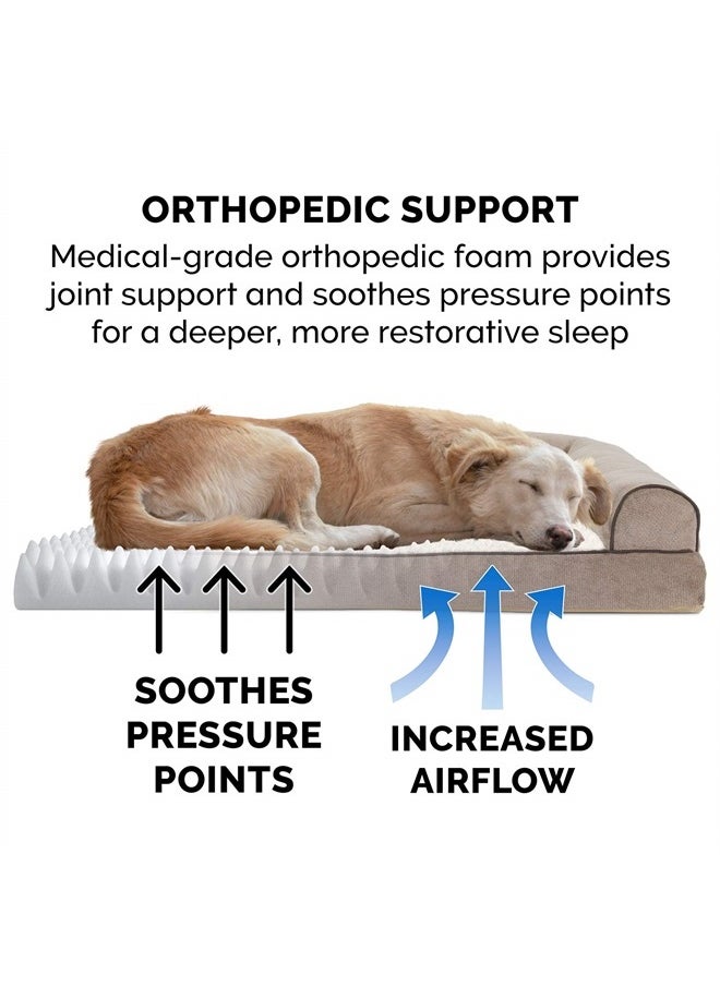 Orthopedic Dog Bed for Large Dogs w/ Removable Bolsters & Washable Cover, For Dogs Up to 95 lbs - Sherpa & Chenille Sofa - Cream, Jumbo/XL