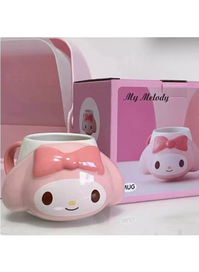 Sanrio My Melody Cup – Cute and Girly Embossed Mug, Food-Grade Ceramic Cup for Water and Coffee