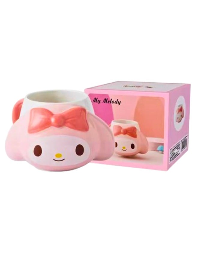 Sanrio My Melody Cup – Cute and Girly Embossed Mug, Food-Grade Ceramic Cup for Water and Coffee