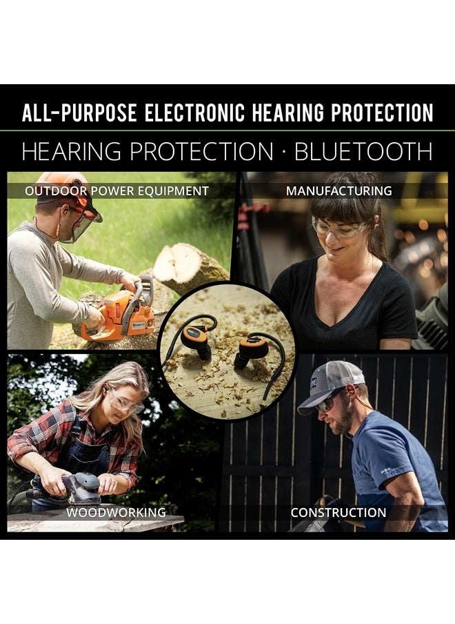 PRO 2.0 Bluetooth Earplug Headphones, 27 dB Noise Reduction Rating, 16+ Hour Battery, IP67 Durability, Noise Cancelling Mic, OSHA Compliant Professional Hearing Protector (Safety Orange)