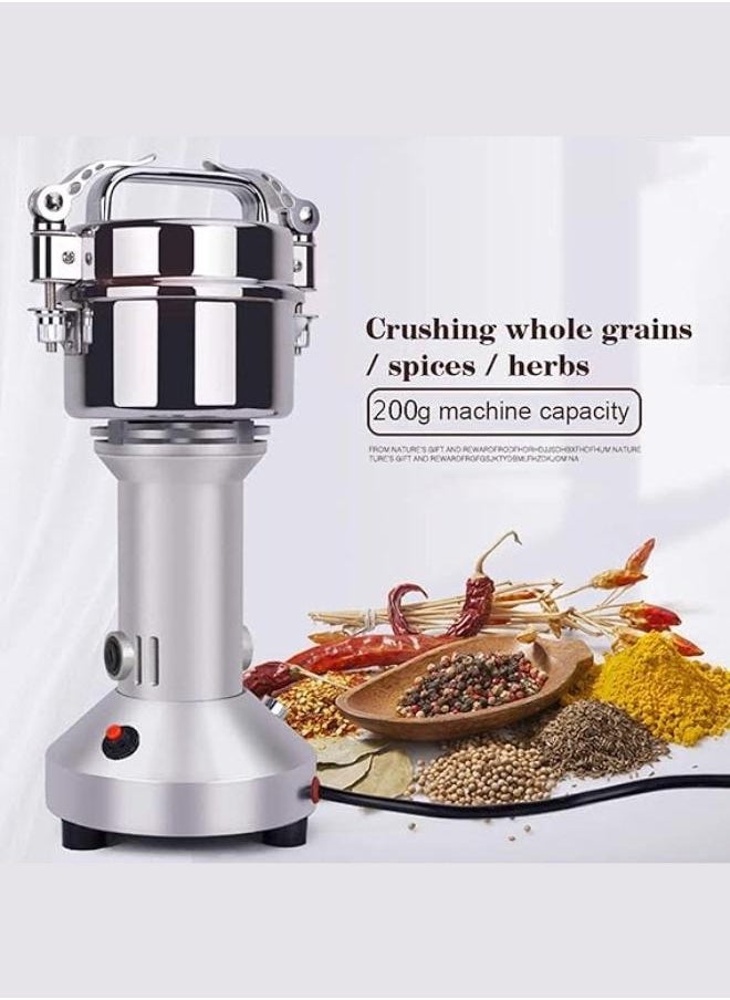 Silver Crest Stainless Steel Electric Cereal Grinder Cereal Grinder Powder Machine Herb Grinder Fast Speed Spice Mill Powder Machine for Kitchen Cereal, Coffee, Pepper, Beans, Nuts Spices