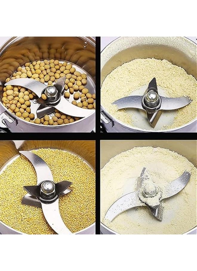 Silver Crest Stainless Steel Electric Cereal Grinder Cereal Grinder Powder Machine Herb Grinder Fast Speed Spice Mill Powder Machine for Kitchen Cereal, Coffee, Pepper, Beans, Nuts Spices