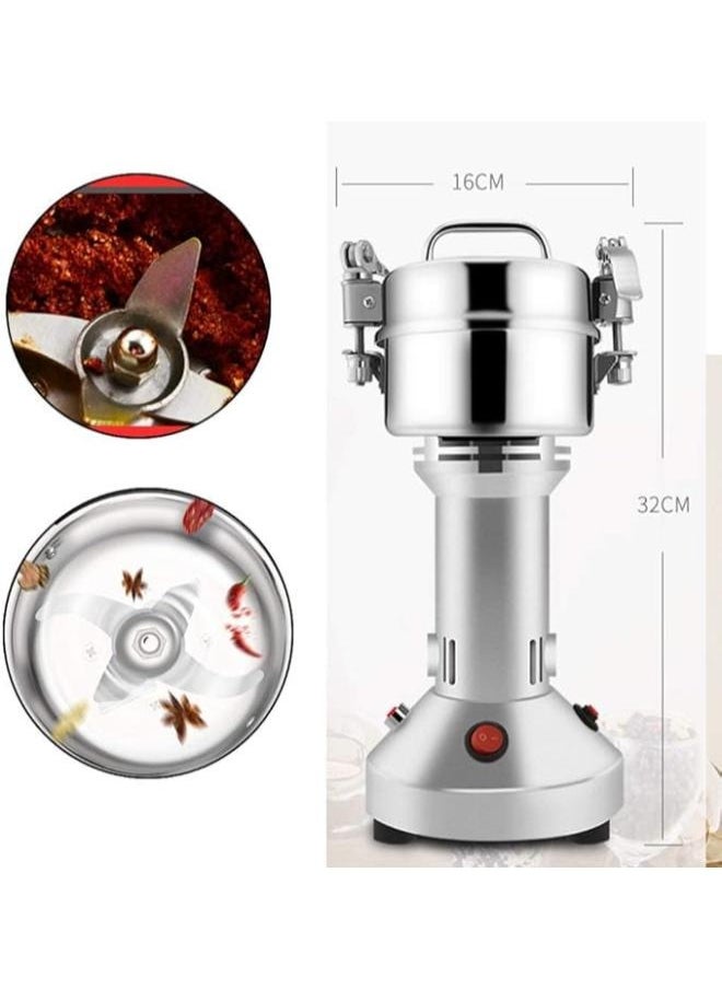 Silver Crest Stainless Steel Electric Cereal Grinder Cereal Grinder Powder Machine Herb Grinder Fast Speed Spice Mill Powder Machine for Kitchen Cereal, Coffee, Pepper, Beans, Nuts Spices