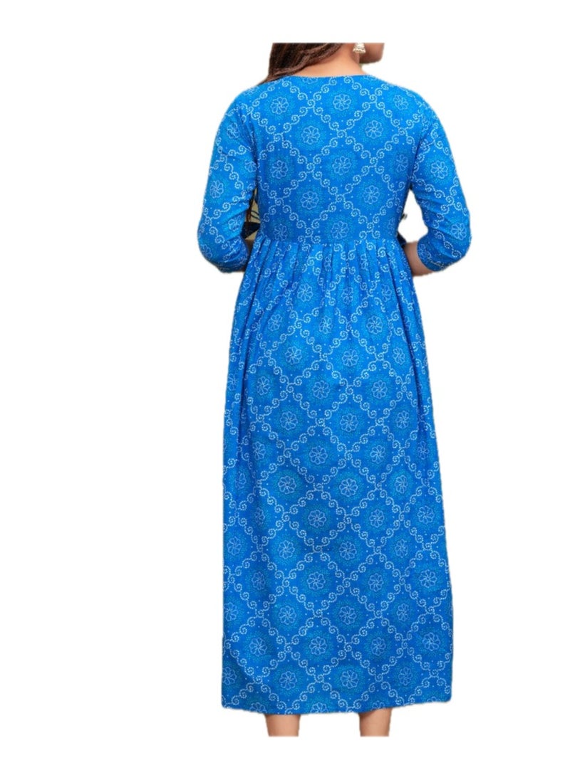Zebees Cotton Maternity & Feeding Dress, Comfortable Fit, Concealed Zips