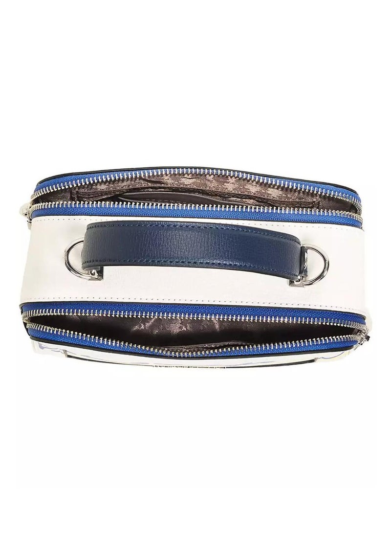 Karl Lagerfeld Paris Simone Karl Leather Small Camera Crossbody Blue/white