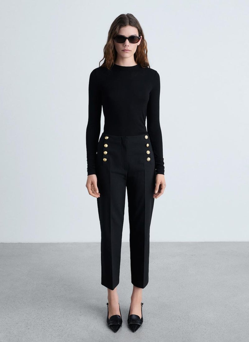 Jewel Buttons Straight Fit Pants