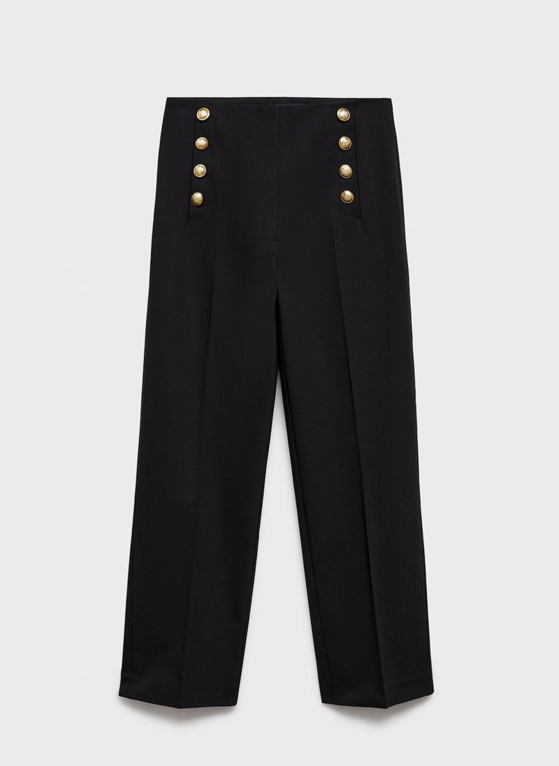 Jewel Buttons Straight Fit Pants