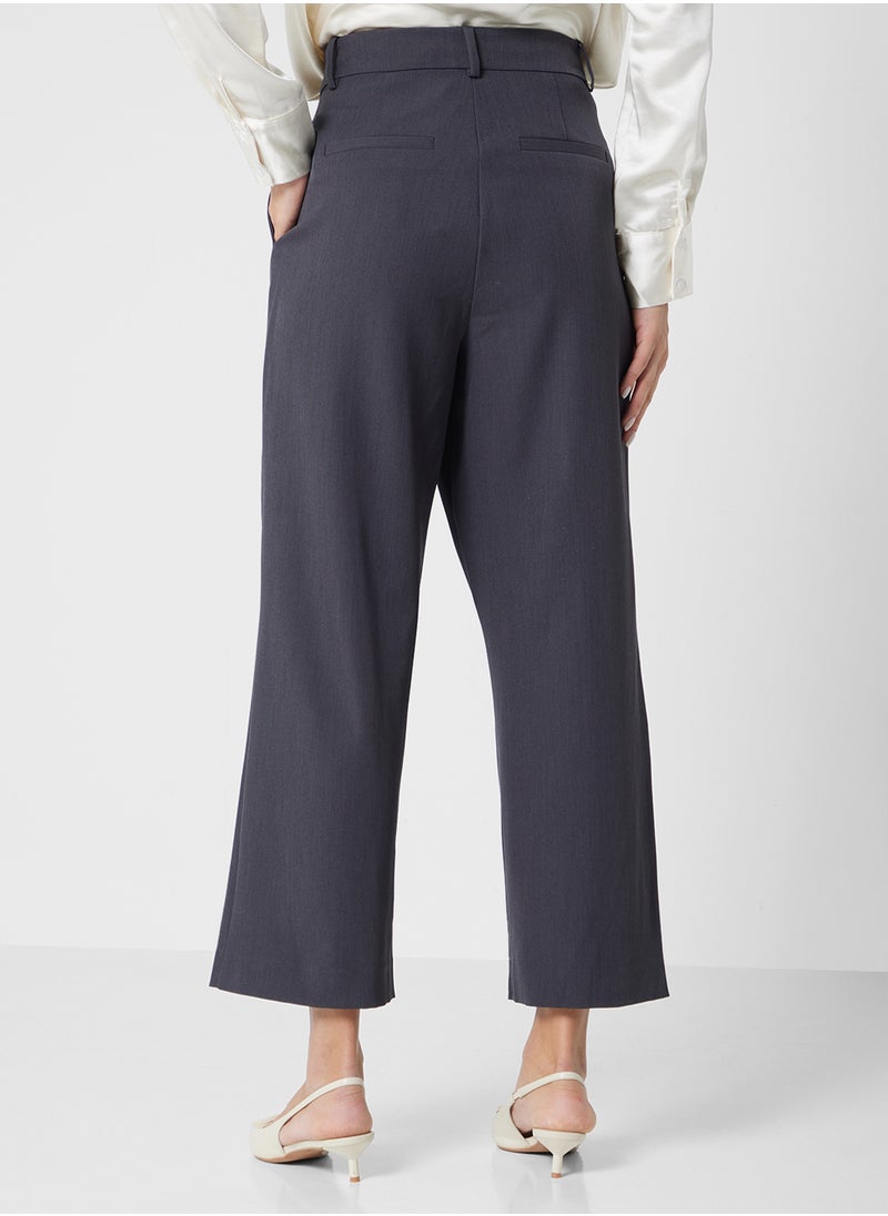 Pleated Wrap Waist Detail Wide Leg 30” Pants