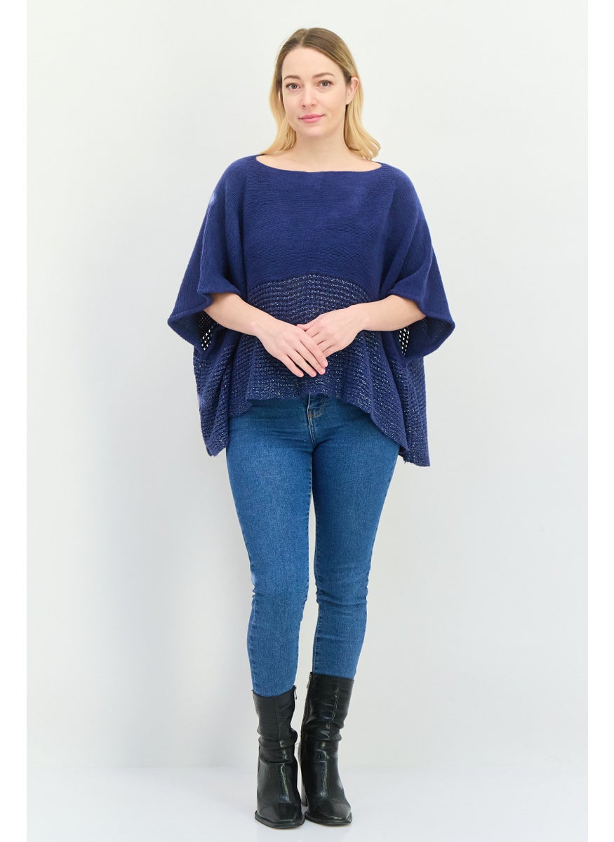 Women Textured Poncho, Grey