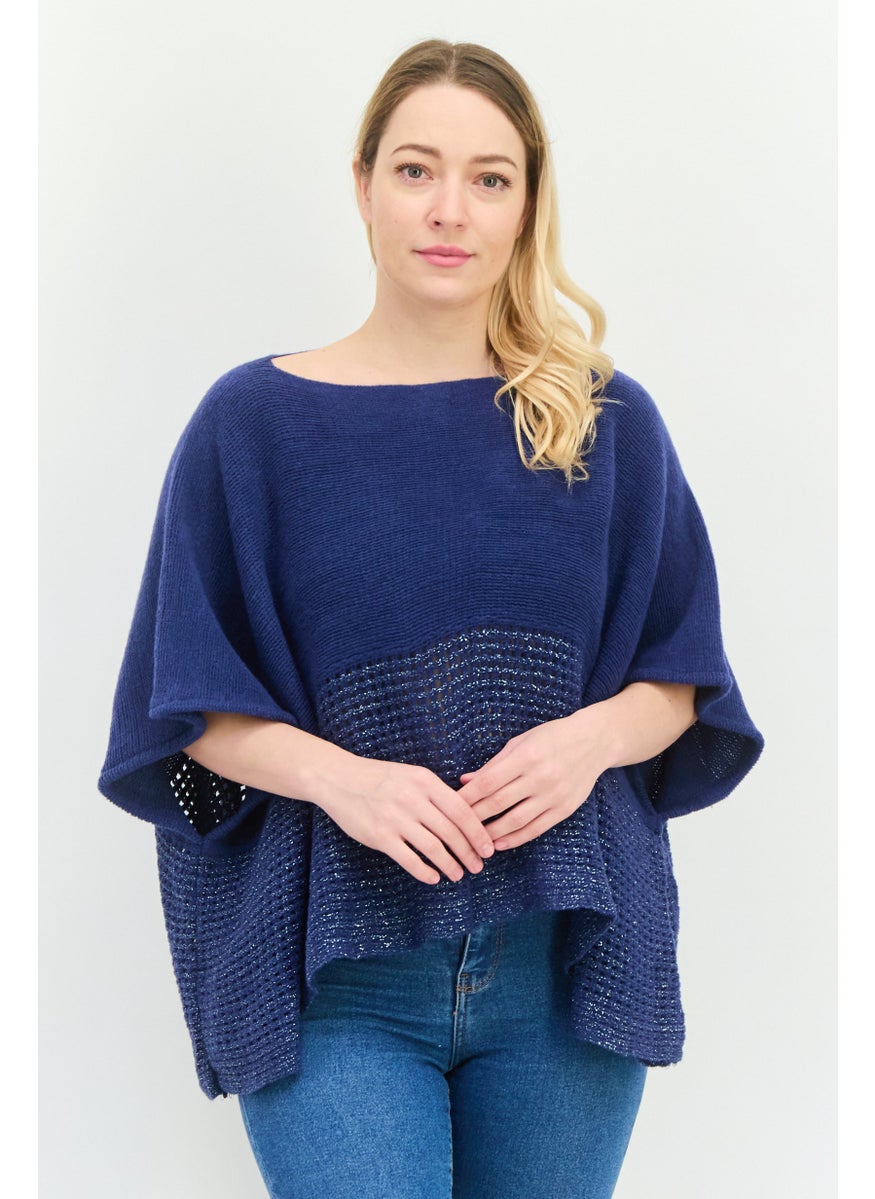 Women Textured Poncho, Grey