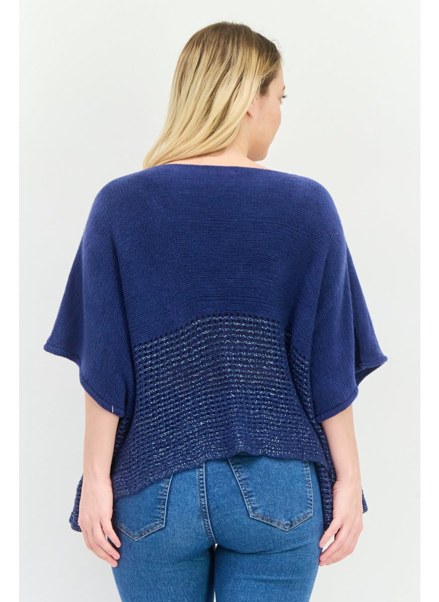 Women Textured Poncho, Grey