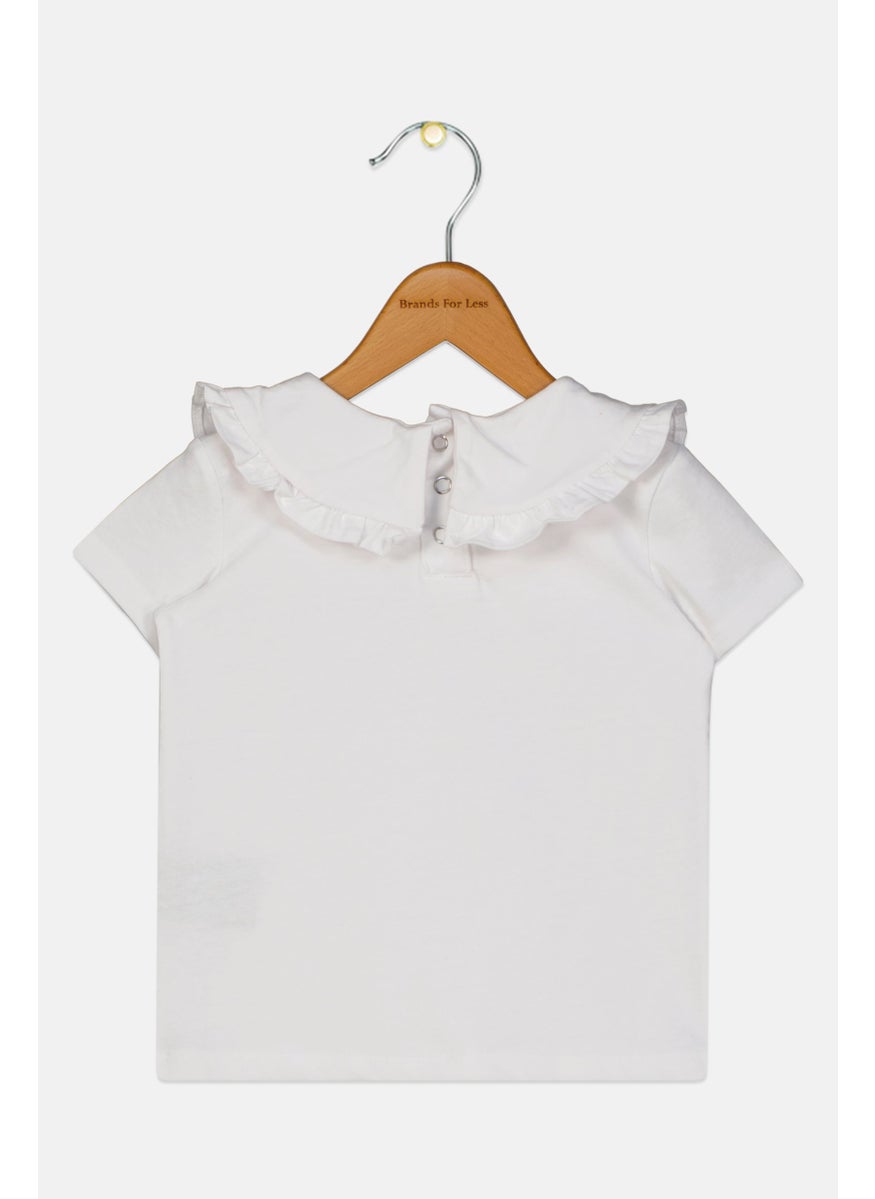 Toddlers Girl Short Sleeve Embroidered Top, White