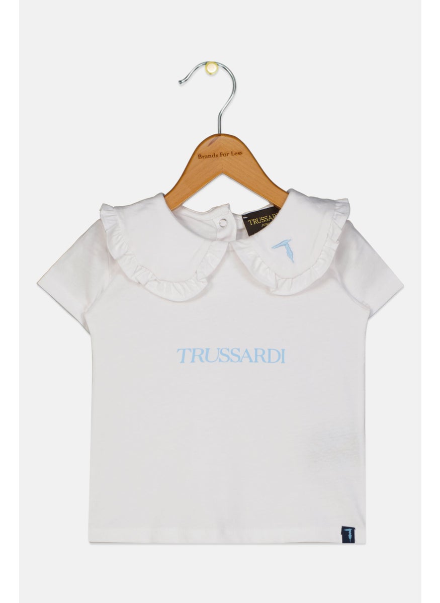 Toddlers Girl Short Sleeve Embroidered Top, White