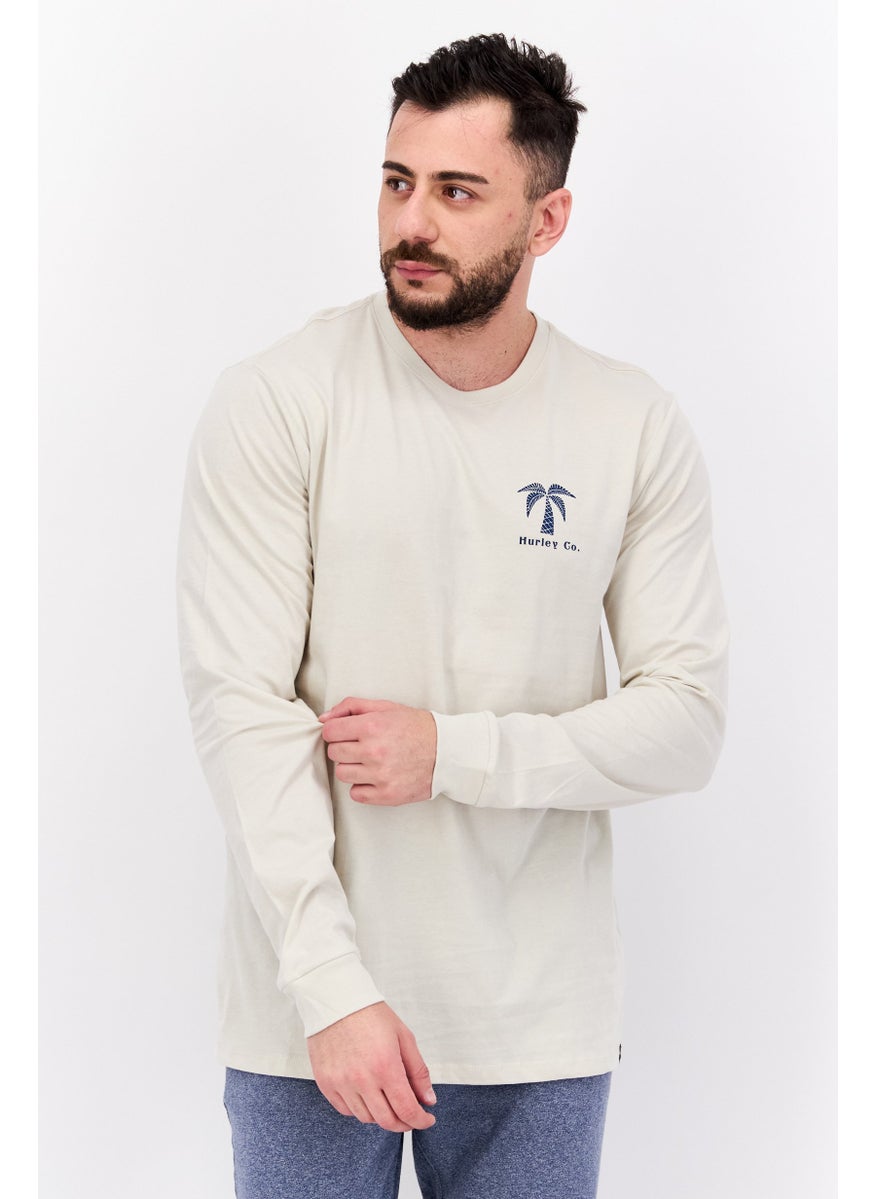 Men Sportswear Fit Long Sleeve Outdoor T Shirt, Light Grey