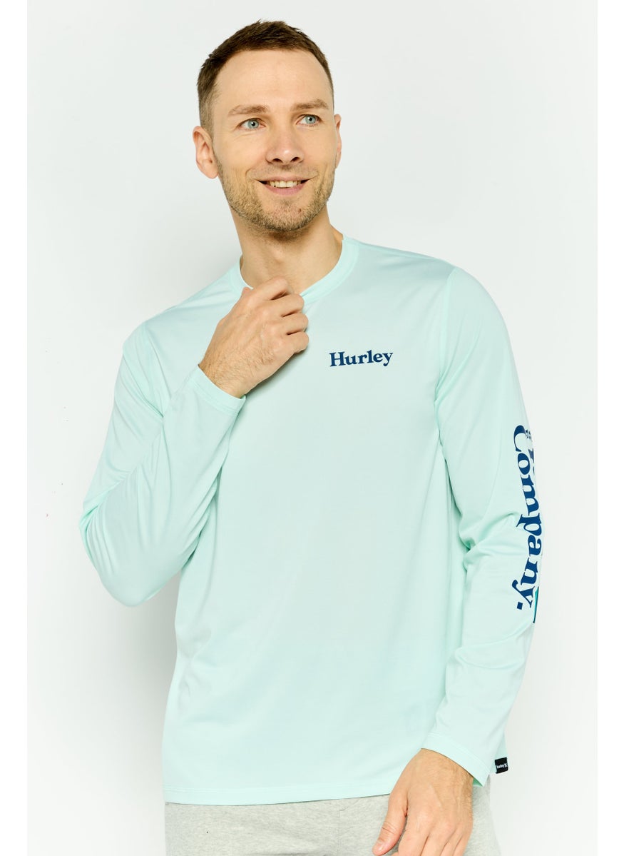 Men Sportswear Fit Long Sleeve Outdoor T-Shirt, Mint Green