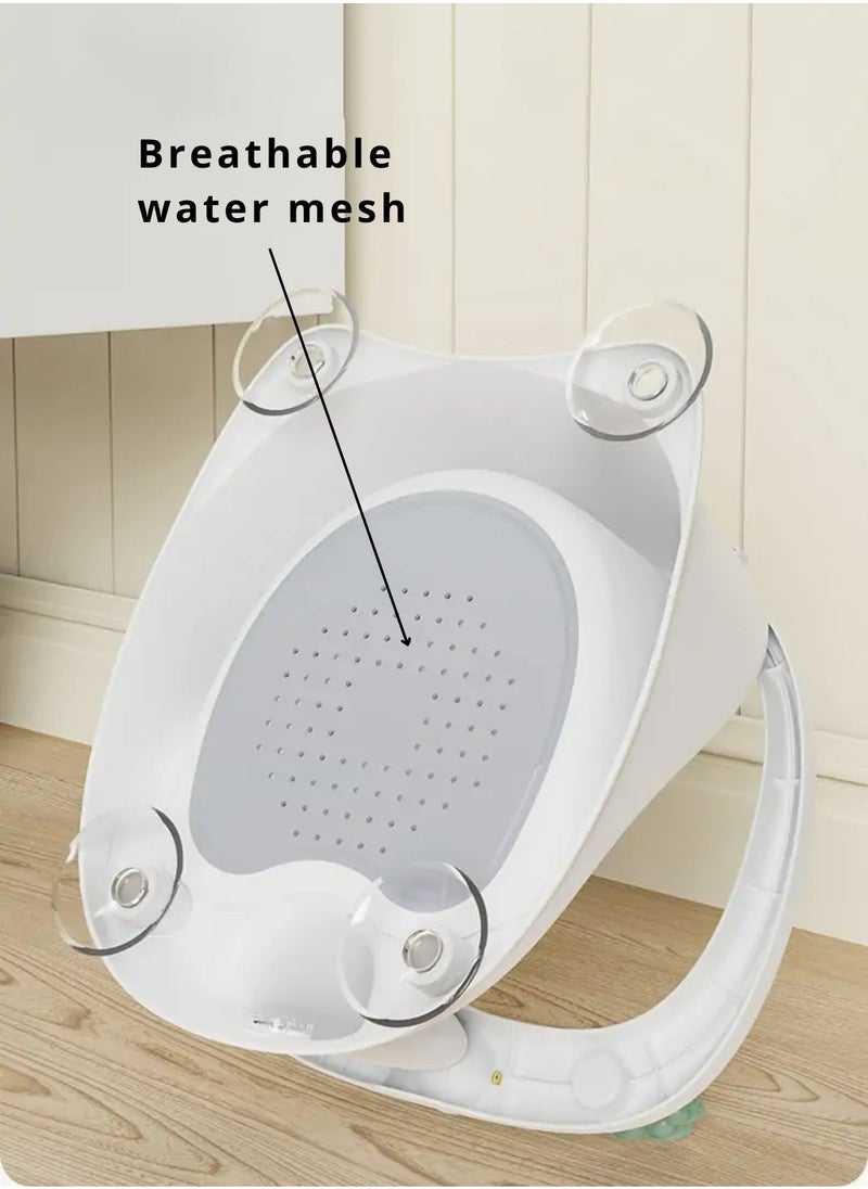Baby Bath Seat with Safety Guardrail – 3 Fun Toys, 4 Suction Cups, Compact & Portable Bath Chair – Ideal for Bathtub or Bathroom