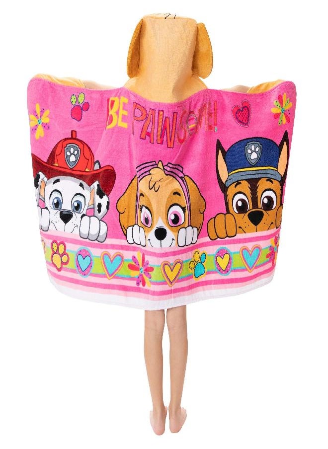 Paw Patrol Pink Bath/Pool/Beach Soft Cotton Terry Hooded Towel Wrap, 24