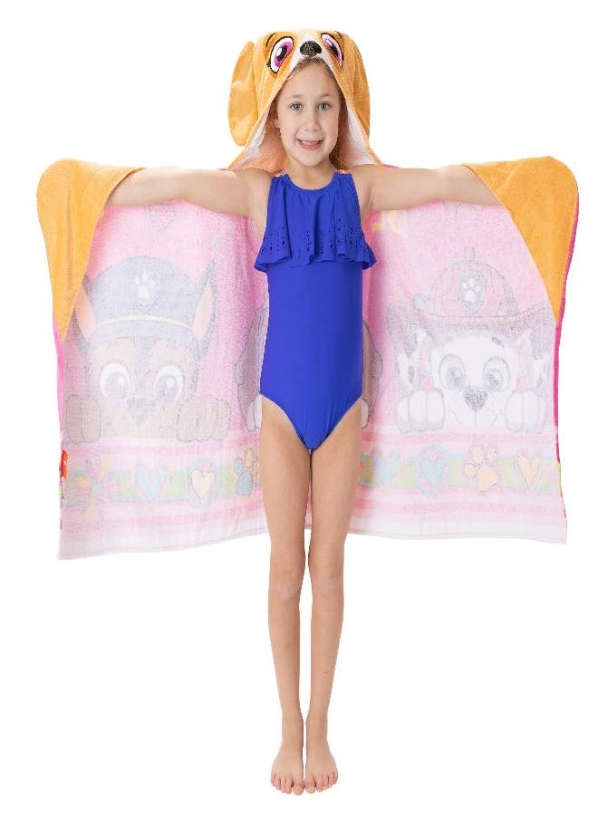 Paw Patrol Pink Bath/Pool/Beach Soft Cotton Terry Hooded Towel Wrap, 24