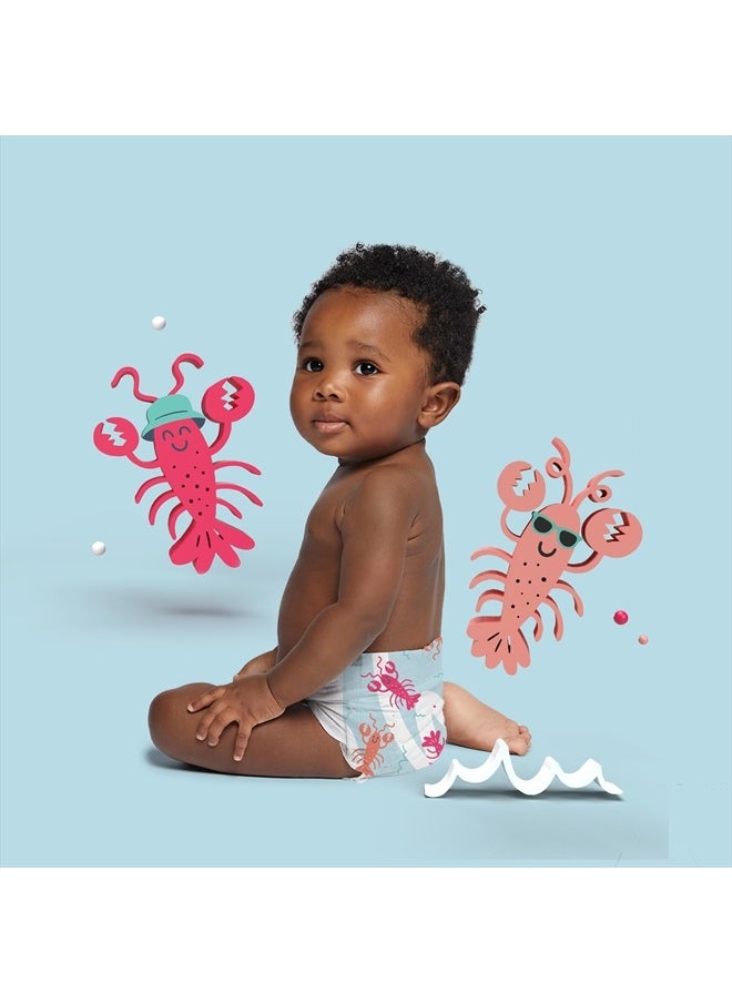 Premium Swim Diapers - Size S (16-28 lbs), Cute Extra-Bright Lobster Designs, 20 Count Jumbo Pack