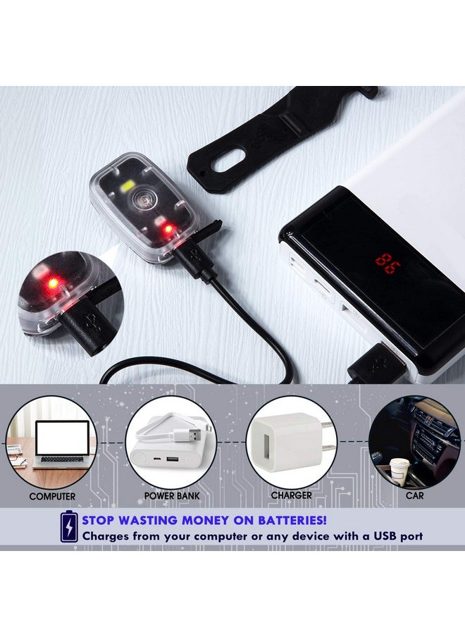 Led Safety Running Lights For Runners Usb Rechargeable Bike Rear Tail Light Clip On Strobe Running Lights With 5 Lighting Modes Blinking Walking Dog Lights For Night Cycling Hiking Kid Pet (6 Pieces)