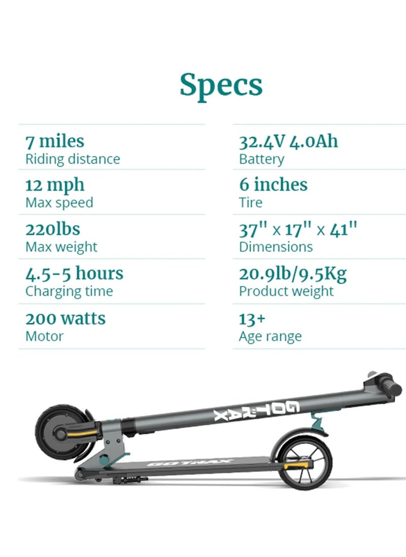 Renewed - G2Plus Foldable Electric Scooter for Adult Teens Age of 8+ with 6