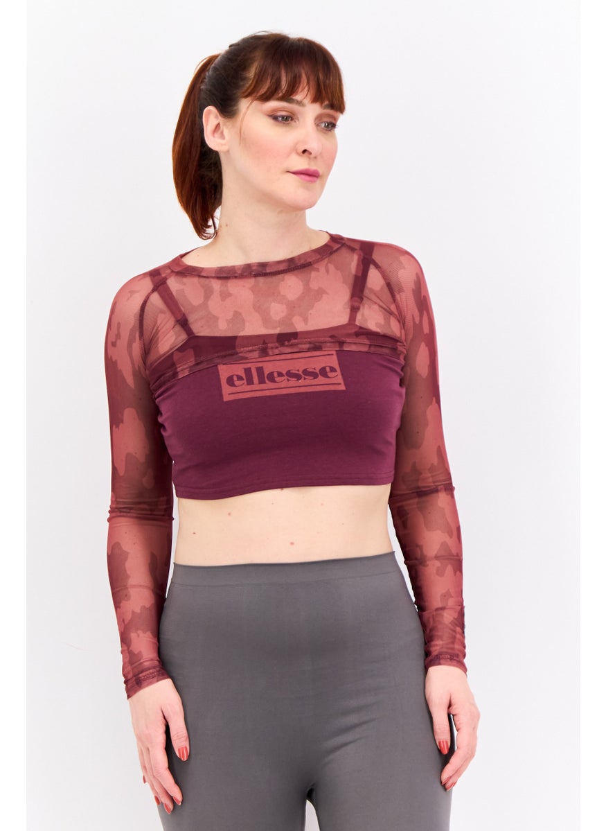 Women Sportswear Fit Long Sleeves Outdoor Tops, Dark Purple