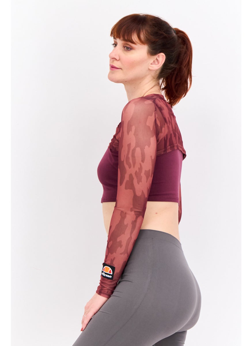 Women Sportswear Fit Long Sleeves Outdoor Tops, Dark Purple