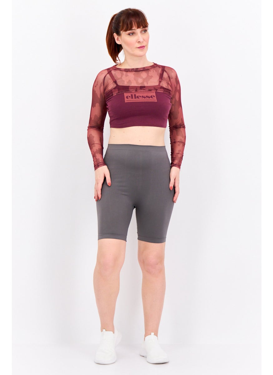 Women Sportswear Fit Long Sleeves Outdoor Tops, Dark Purple