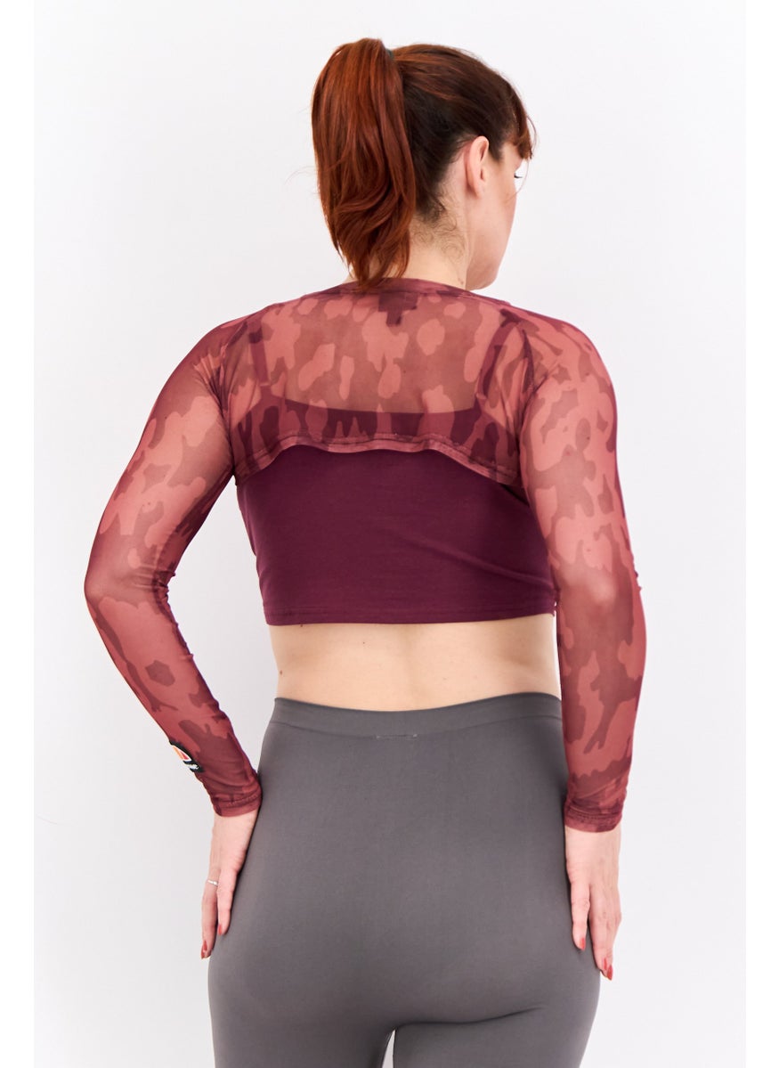 Women Sportswear Fit Long Sleeves Outdoor Tops, Dark Purple