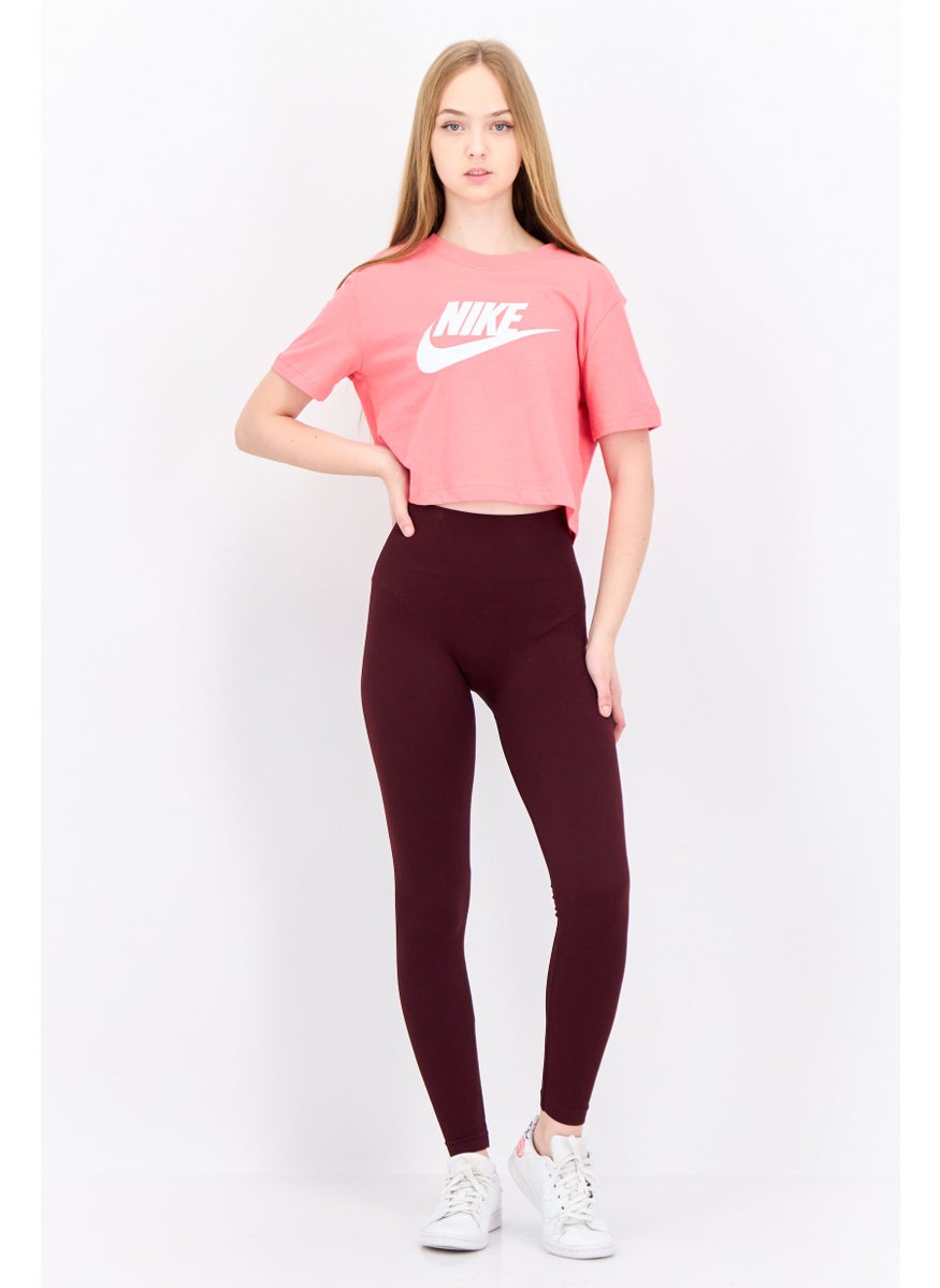 Women Loose Fit Short Sleeves Outdoor Crop T-Shirt, Pink