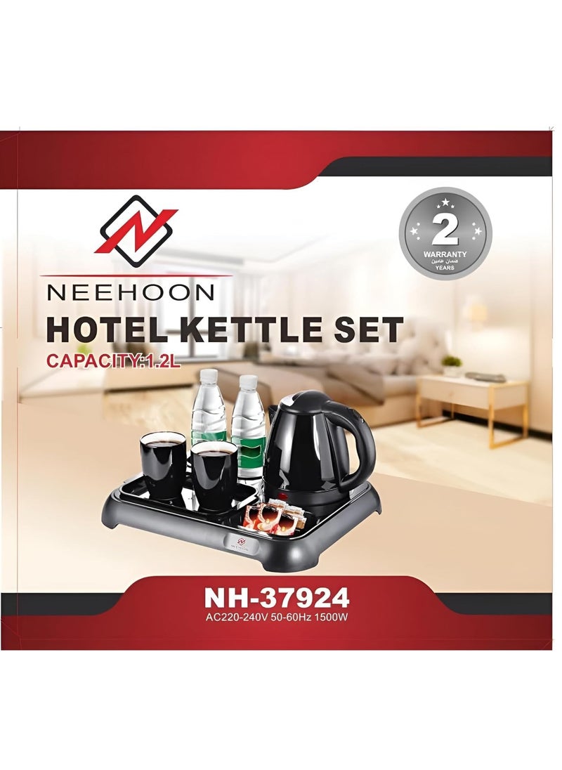 Electric Kettle Set, 1.2L – Compact Travel Kettle with 2 Ceramic Cups for Hotel or Home Use.