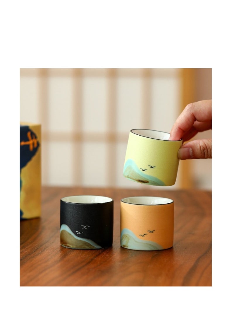 Set Of 5 Tea Cup, Turkish Coffee Cup ,Arabic Coffee Cup  Mountain View Pattern