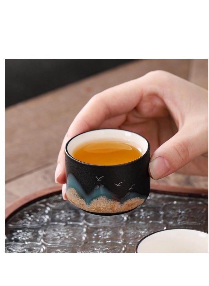 Set Of 5 Tea Cup, Turkish Coffee Cup ,Arabic Coffee Cup  Mountain View Pattern